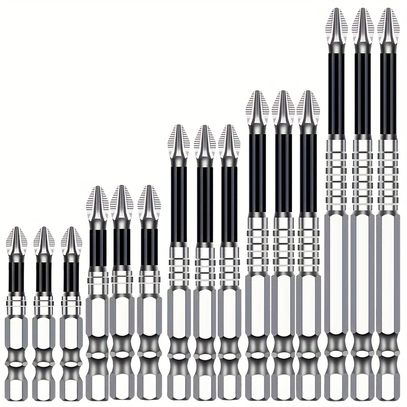 Image of 15pcs K5 Anti-slip Impact-resistant Threaded Bits Set, Anti-slip Magnetic Screwdriver Bit, Steel Magnetic Batch Head, Anti-slip Bit Set, Hex Shank Cross Drill Bits , Strong Magnetic Tip Screwdriver