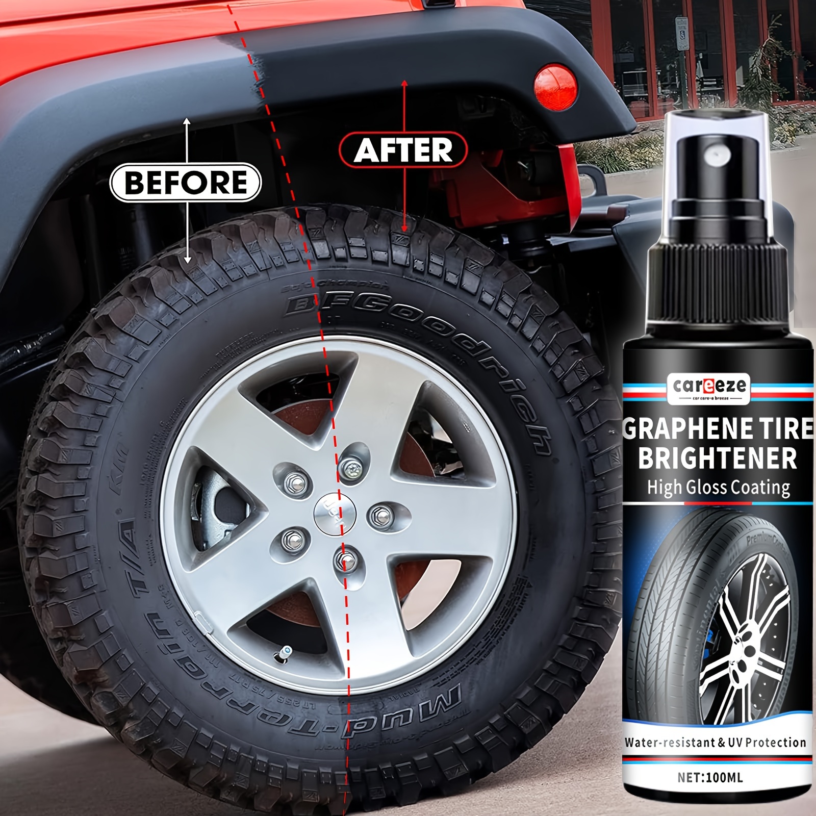 

Graphene Tire Shine Spray For Long-lasting Luster | Ultimate Uv Protection | Durability And Long-lasting Protection | 4.2 Oz Kit With Applicator Pad