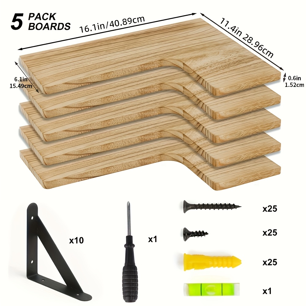 TEMU 5 pezzi Mensola angolare sospesa, cornice angolare da appendere al muro legno, portaoggetti da parete in legno , decorazione per , decorazione
