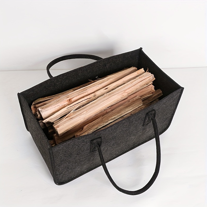 

1pc Felt Bag, Fireplace Wooden Bag, Felt Basket Fire Wood Pocket, Firewood Basket Newspaper Stalls Basket, Home Supplies