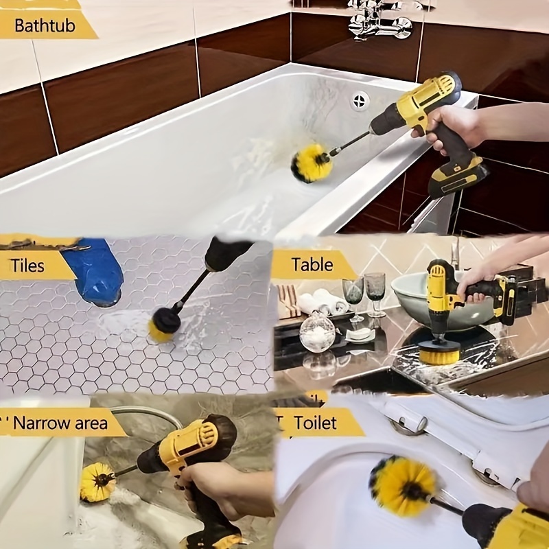 set of 3 8 10 13 16pcs drill brush attachments with cleaning pads multi purpose electric scrubber for bathrooms floors tiles grout and car detailing details 3