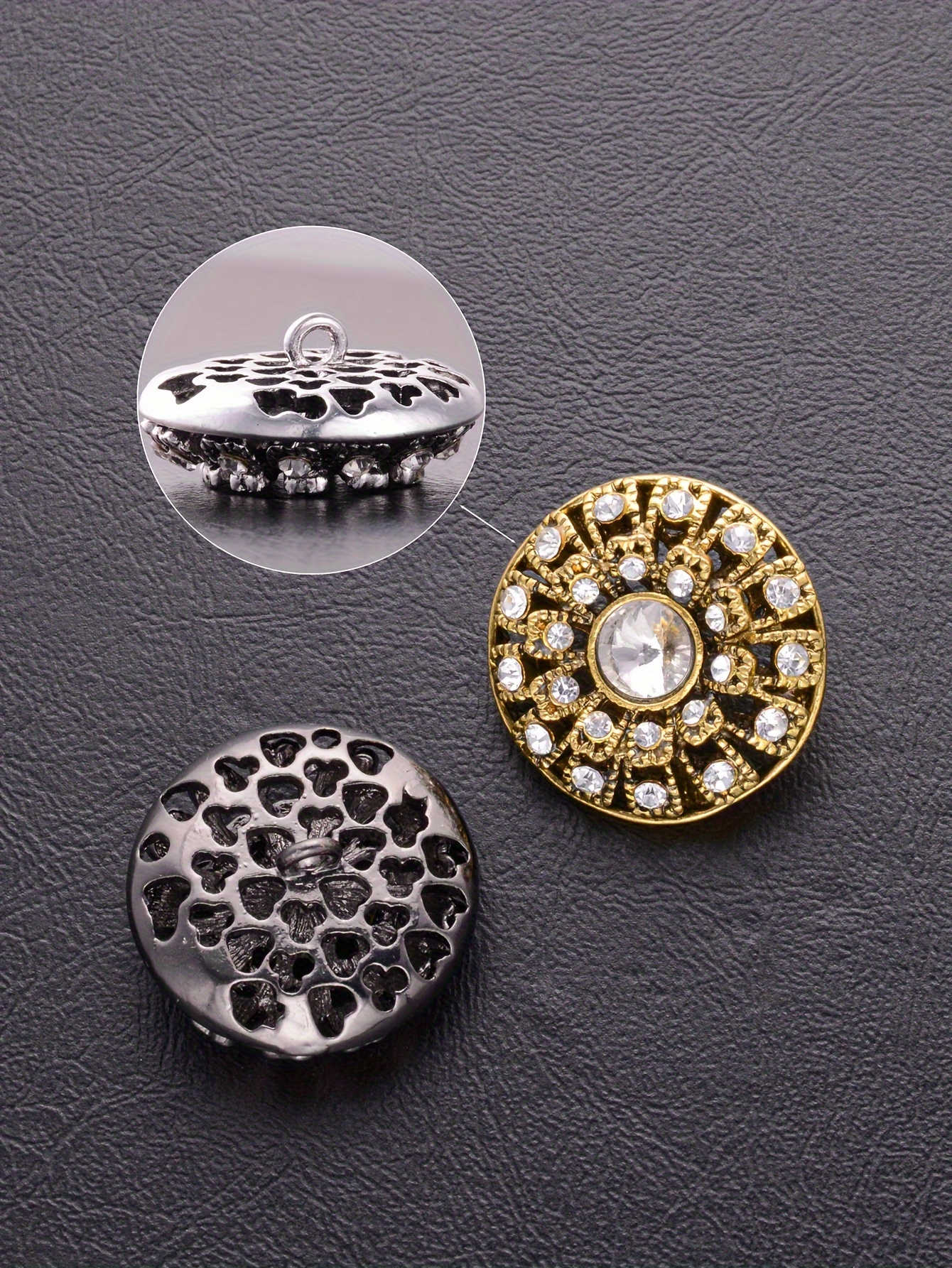 5 vintage delicate round diamond studded hollow fashion buttons for shirts sweaters suits coats trench coats hand   decorative buttons bags gift boxes shoes hats hand held flowers diy fashion accessories details 1