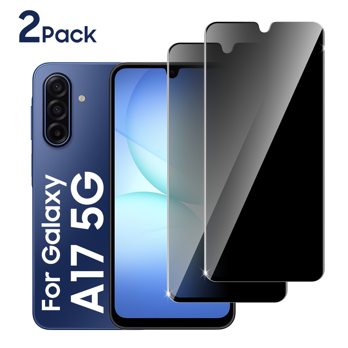 E-shop 2er-Packung Displayschutzfolien mit Blickschutz, für Galaxy A17, Vollständige Abdeckung, gehärtetes Glas, blasenfreie, kratzfeste Handy