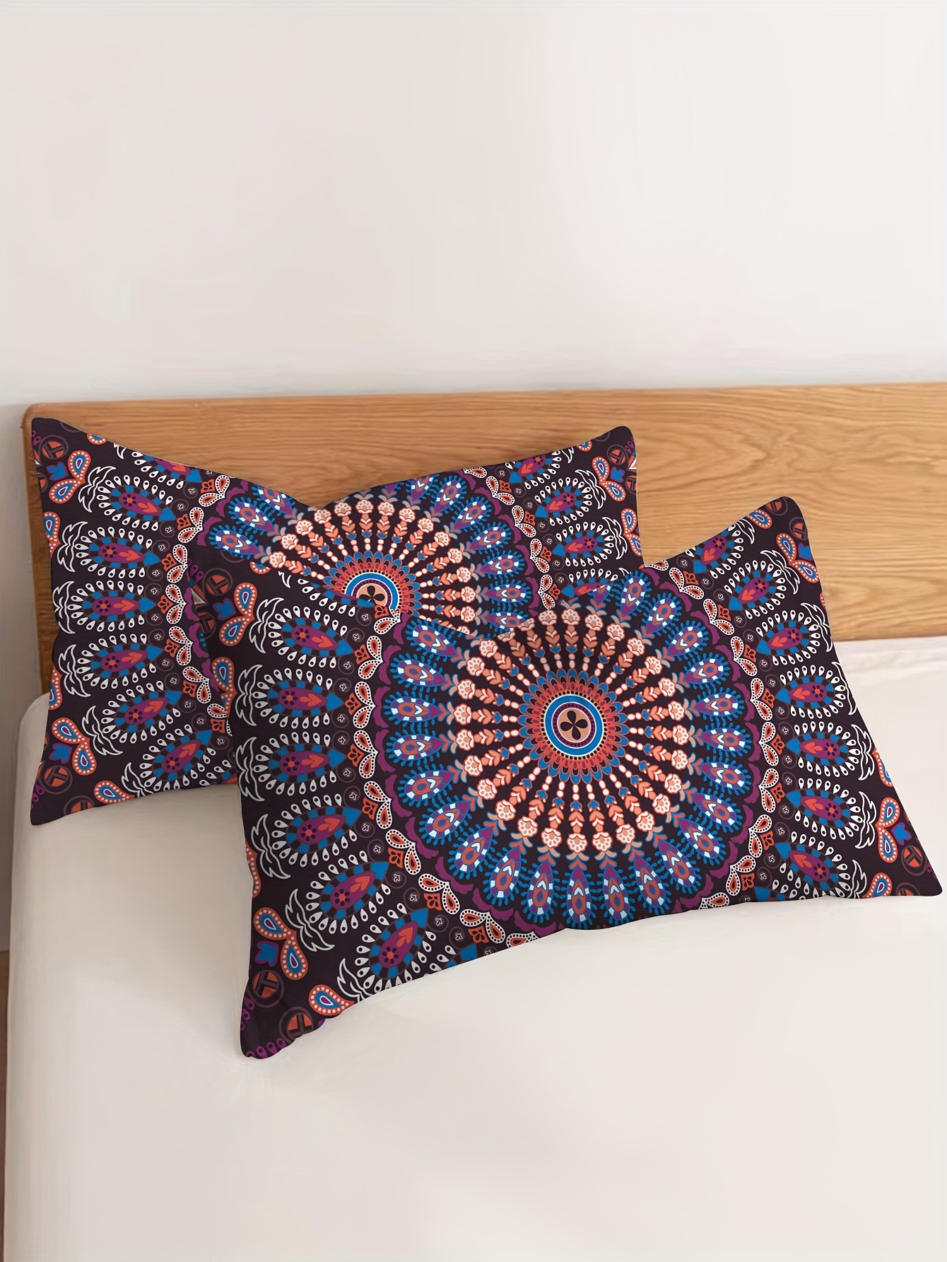 2pcs ethnic style mandala printed brushed pillowcase no pillow core soft and breathable pillow covers suitable for bedroom sofa home decoration details 1