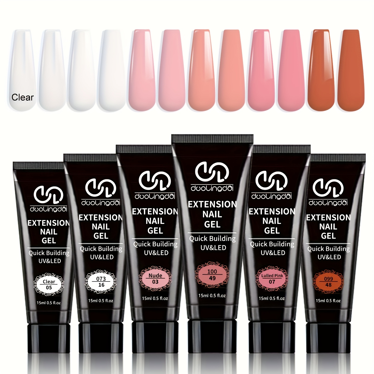 TEMU Poly Nail Gel Kit 6 Colors Clear Nude Brown Nail Extension Gel Set Builder Hybrid With Nail Lamp Poly Extension Gel Nail Kit, Gel Polish For Women.