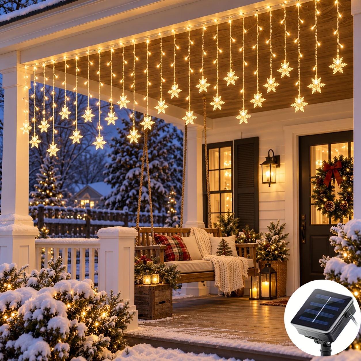TEMU Luci Solari a Forma di di Natalizio a , 96 LED, Catena Luminosa Natalizia a per Esterni, Lunghezza Totale 550Cm/216.54In, 8 Modalit� di