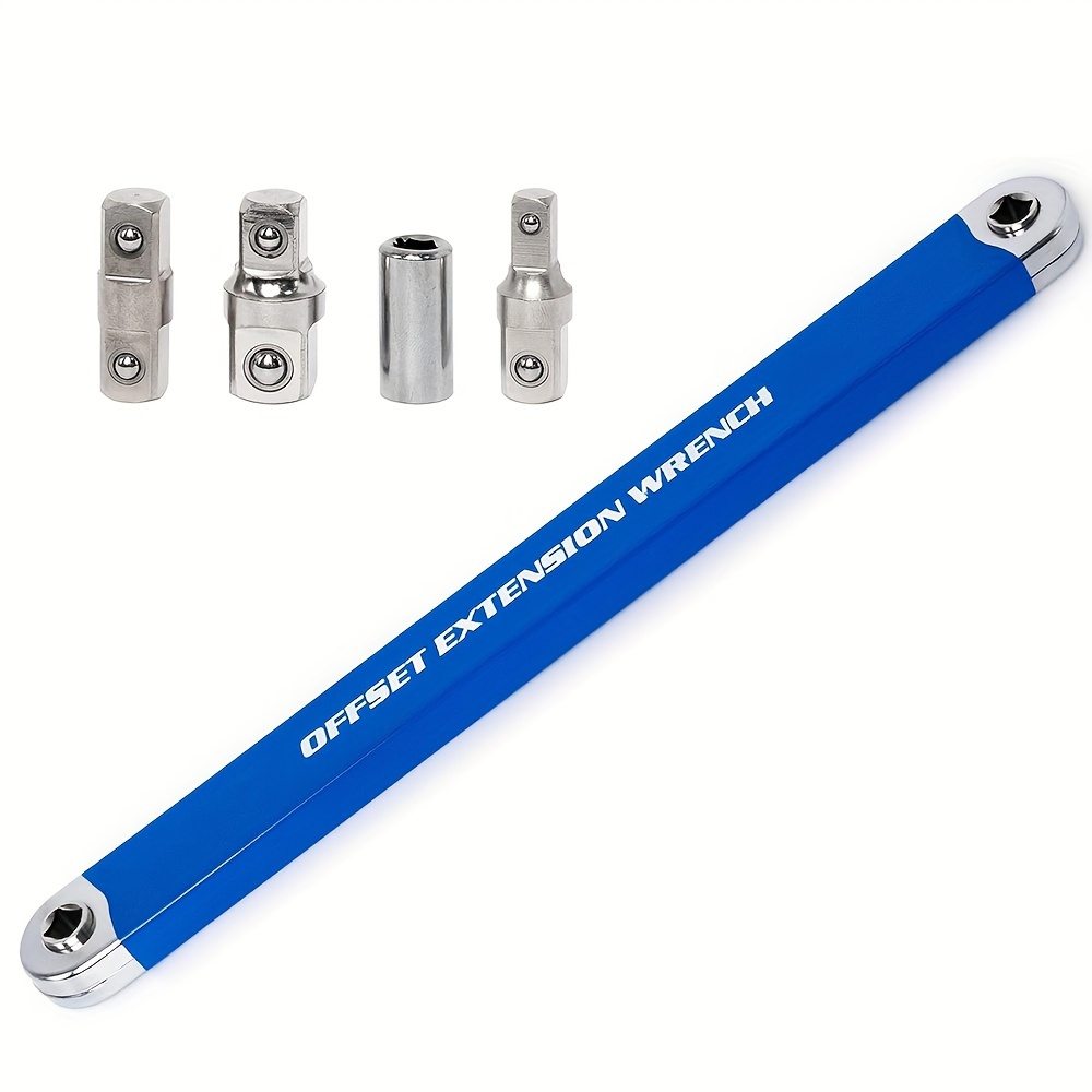 

Offset Extension Wrench, Tight Reach Extension Wrench Set, With 1/2", 1/4" And 3/8" Square Drive Adapters, Universal Extensions Wrench For Small Place