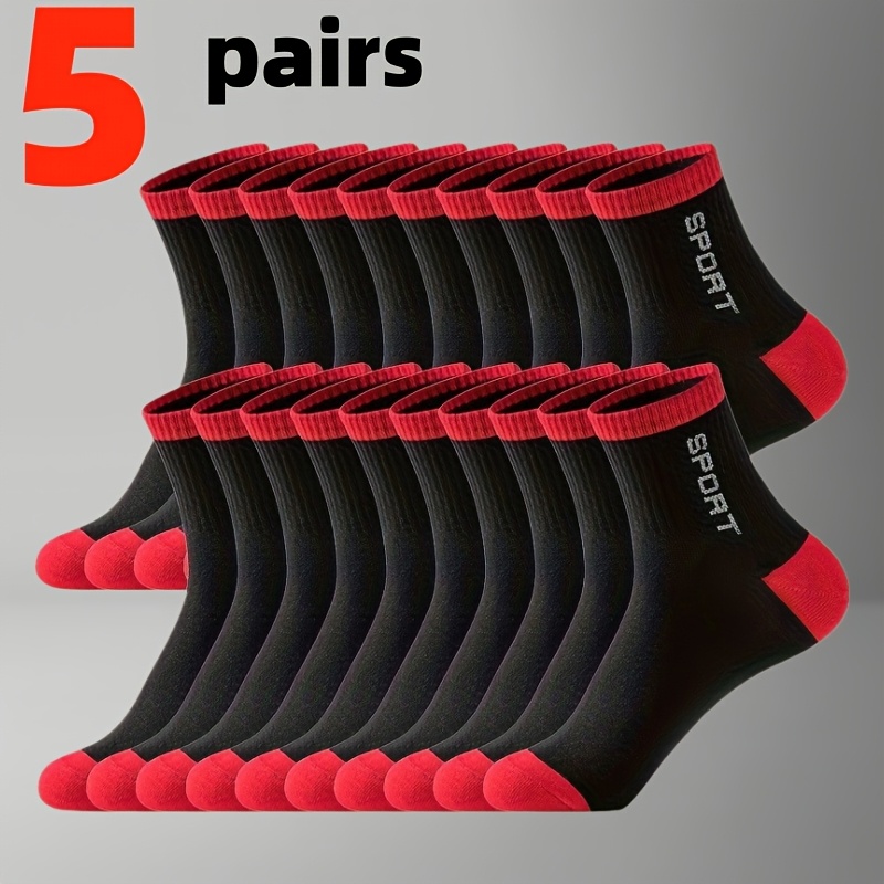 TEMU Calzini sportivi casual a con elastico e lettere in , 5 , calze sportive da traspiranti e anti-umidit� per , versatili per outfit. Traspiranti e