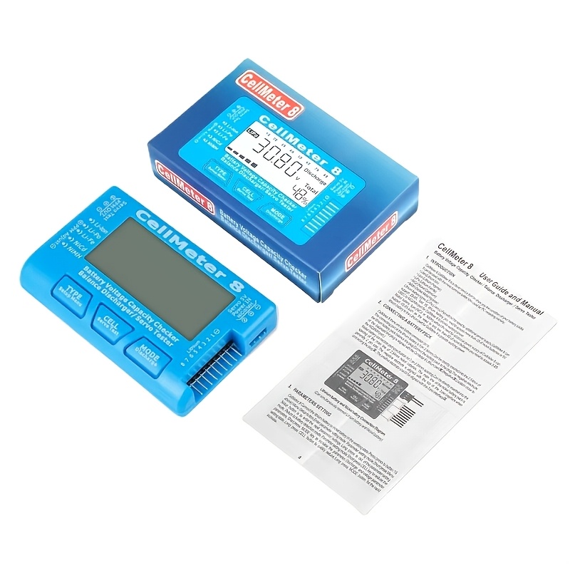 TEMU Tester capacit� portatile Cellmeter RC da 1 pz, controllore tester capacit� digitale da 8 pezzi, tester tensione