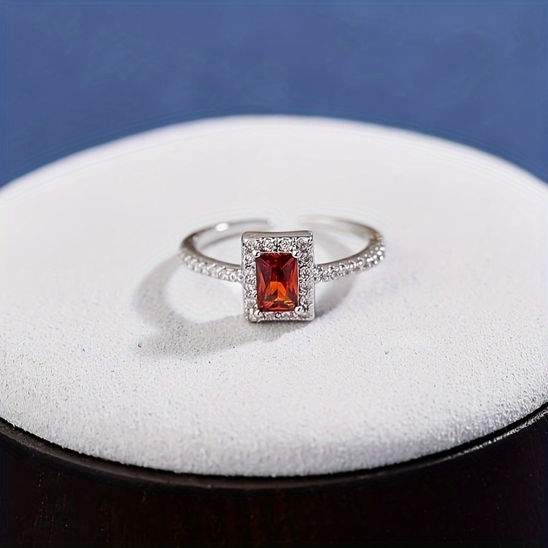 Nooxian Adjustable Copper Ring with Gemstone & CZ Accent