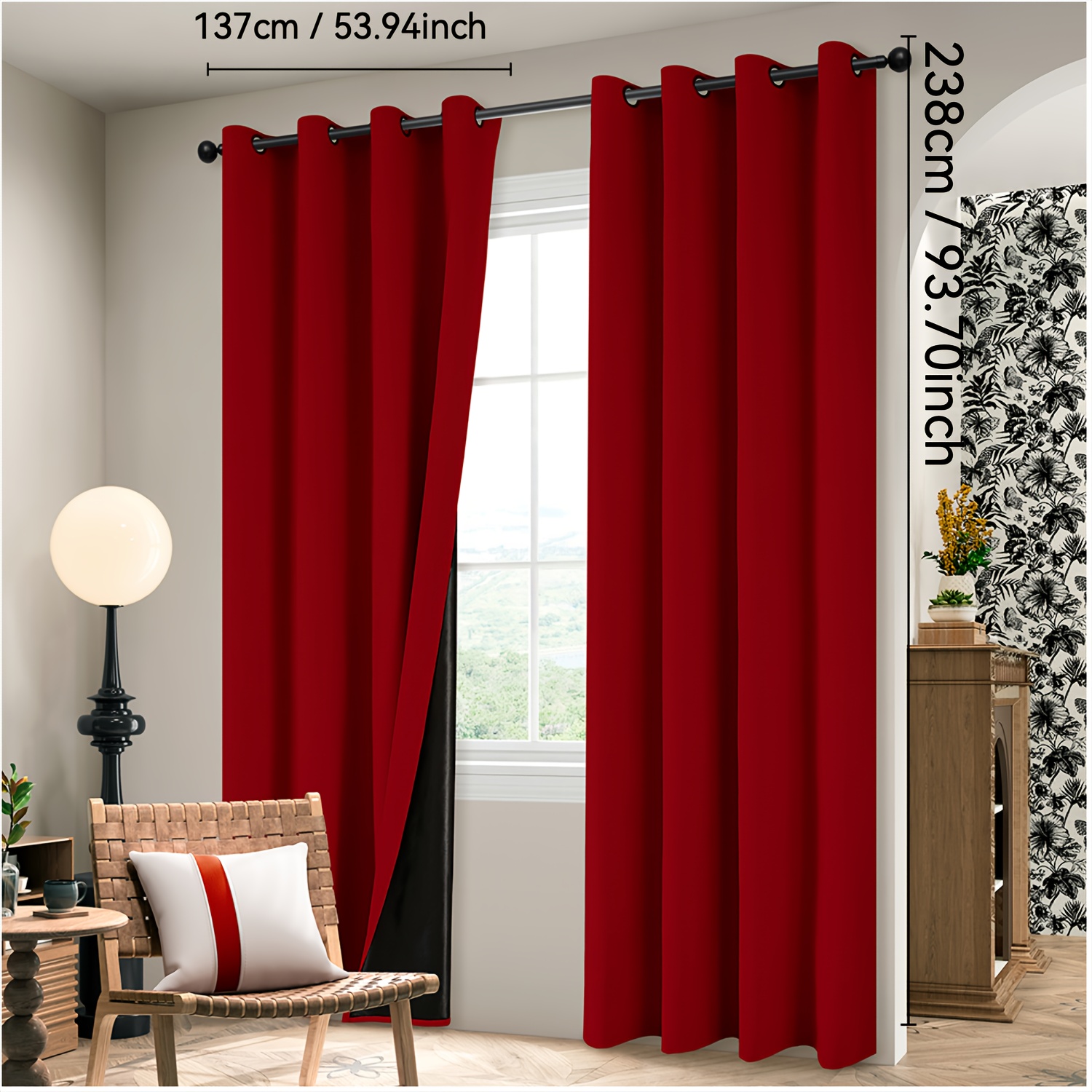 TEMU 2pcs Full Blackout Curtains, -like Fabric, With Punch Hole Hanging Method. And Privacy-protective, Suitable For Bedrooms, Living Rooms And