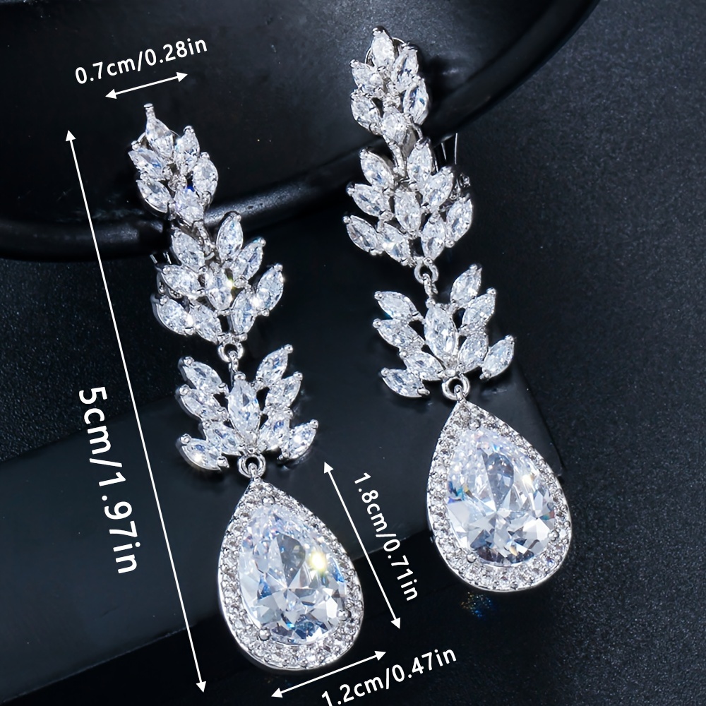 2pcs Non-Pierced Water Drop & Leaf Design Ear Clips, Valentine Gift