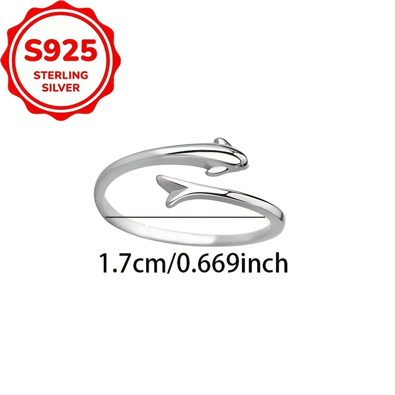 Women's S925 Dolphin Open Ring, Elegant Accessory Gift