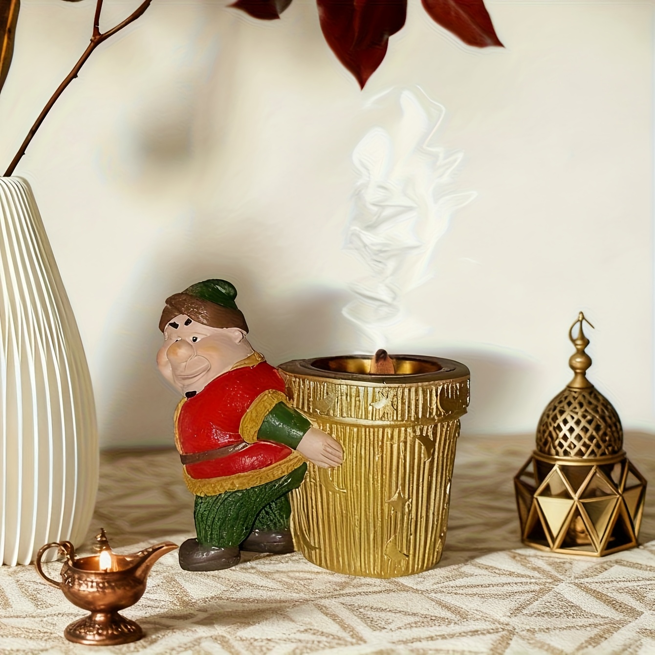 1pc handcrafted  ern figure resin sculpture incense holder hand painted hand made   statues for home garden art ramadan easter christmas thanksgiving gifts no scent burner only durable resin cultural decor Product details 4