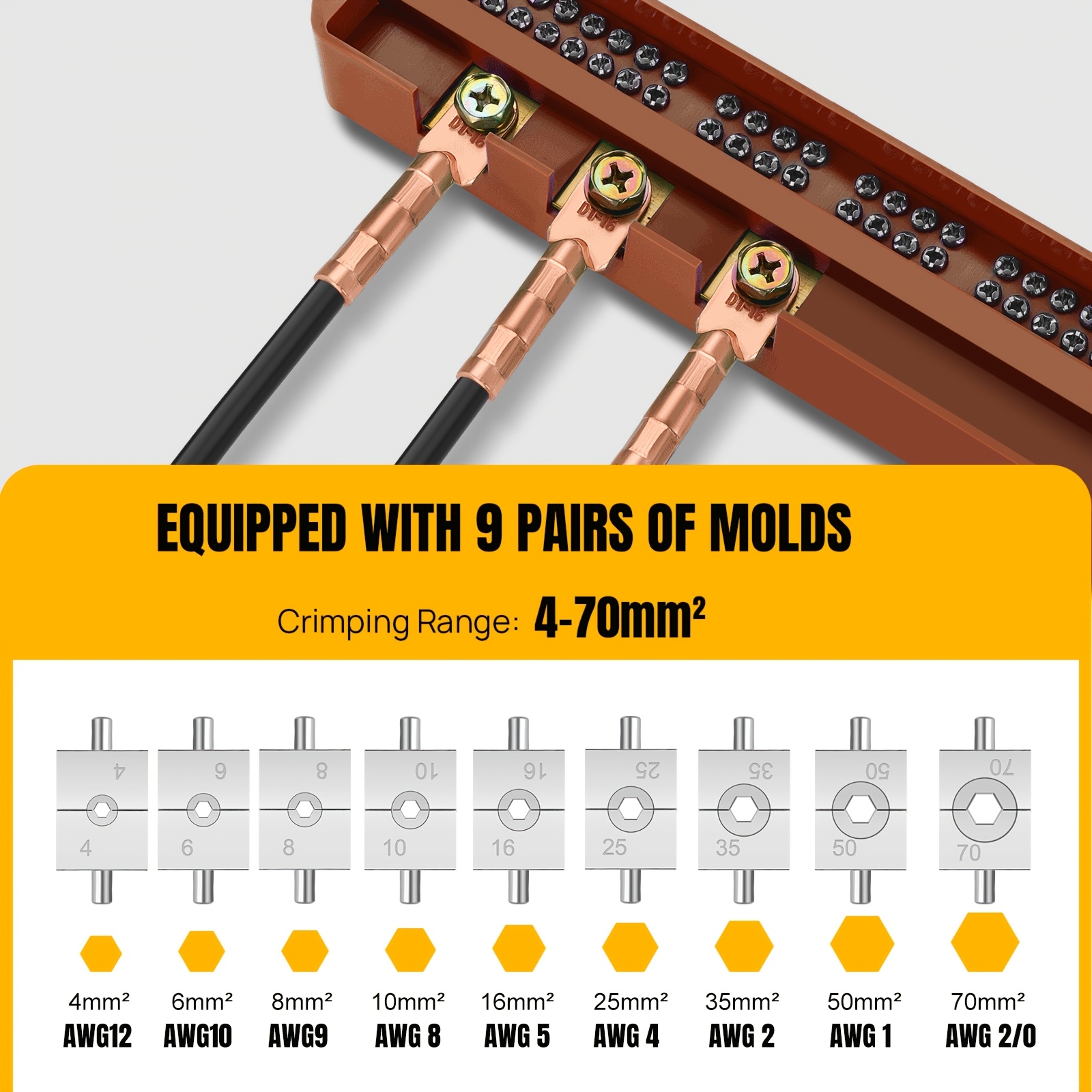 Hydraulic Crimping Tool with 9 Pairs of Dies