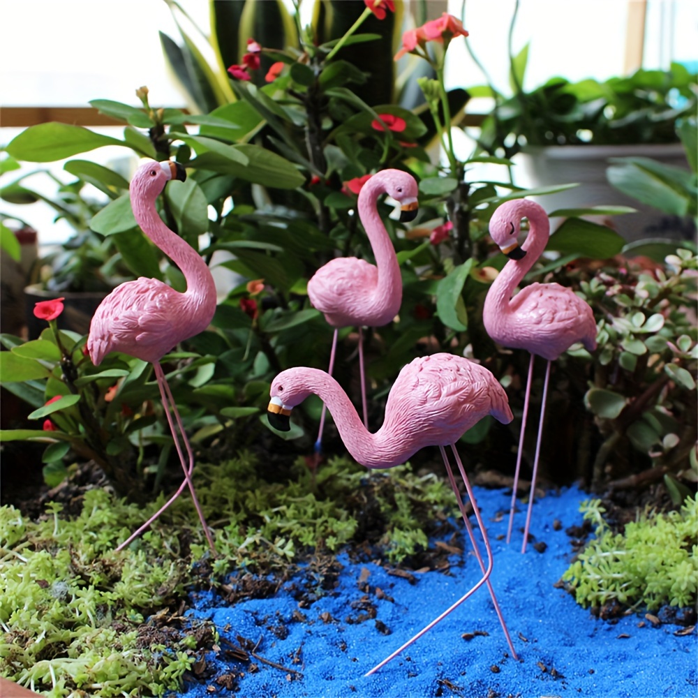 E-shop 4 Stück Flamingo-Resin-Dekorationen für Topfpflanzen - Bringen und Niedlichkeit in Ihre Innen- und Außendekoration. Das perfekte Geschenk für