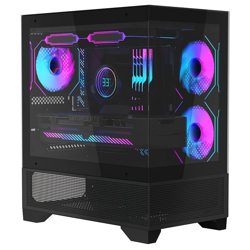 

-slim/itx Gaming Pc Cases With 3x120mm Argb Fans Preinstalled, Itx Case, 270° Tempered Glass Mid Tower, Mid-tower Usb 3.0 With Double Tempered Glass Computer Cases