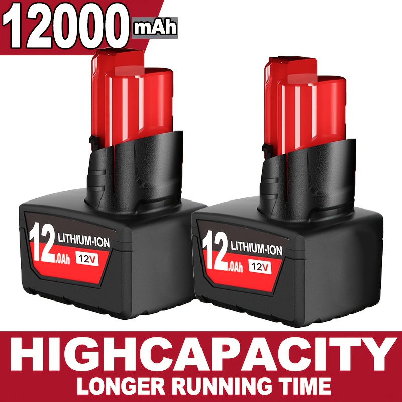 TEMU 2packs Upgraded 12.0ah Replacement For 12volt Battery 12v Lithium 48-11-2401 48-11-2460 48-11-2402 48-11-2412 48-11-2411 Mwl1809 Compatible With