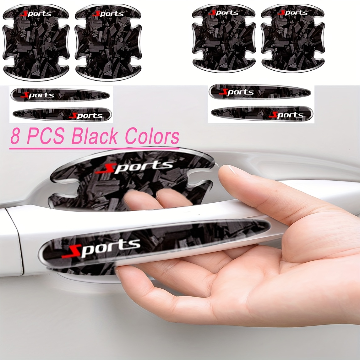 8pcs of new   pattern car door bowl door handle protective stickers car gift anti collision strip protective covers scratch resistant and wear resistant Product details 6