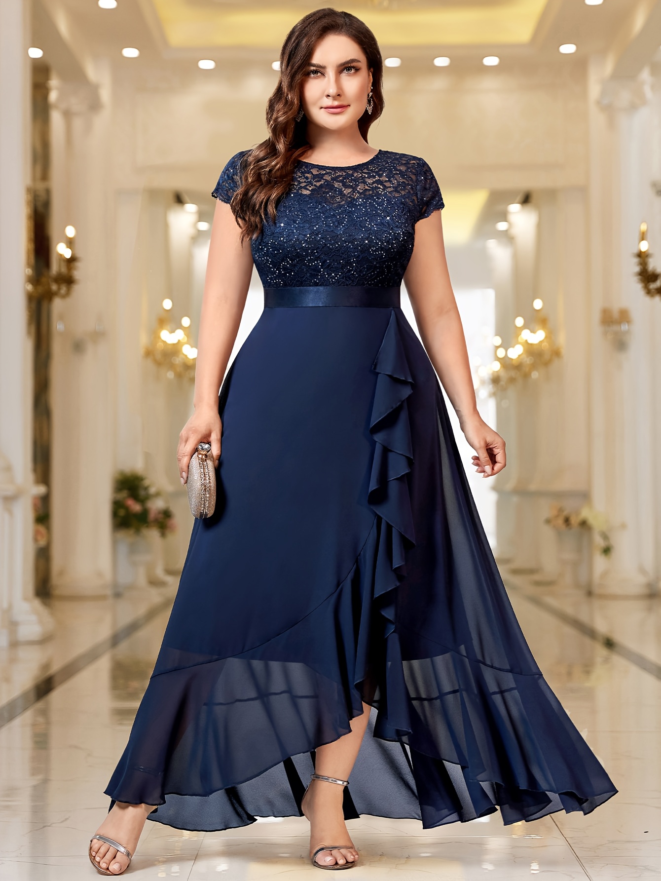 royal blue dress for wedding mother of the bride Navy Ruched A-Line Dress