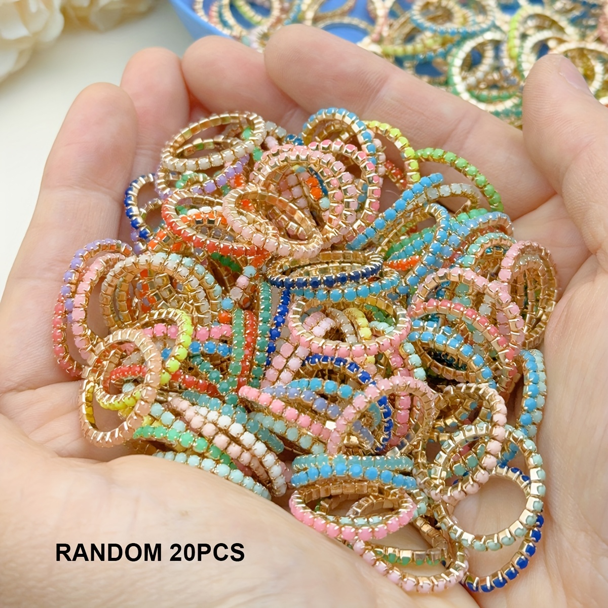 Women's Sparkling Rhinestone Elastic Rings Set