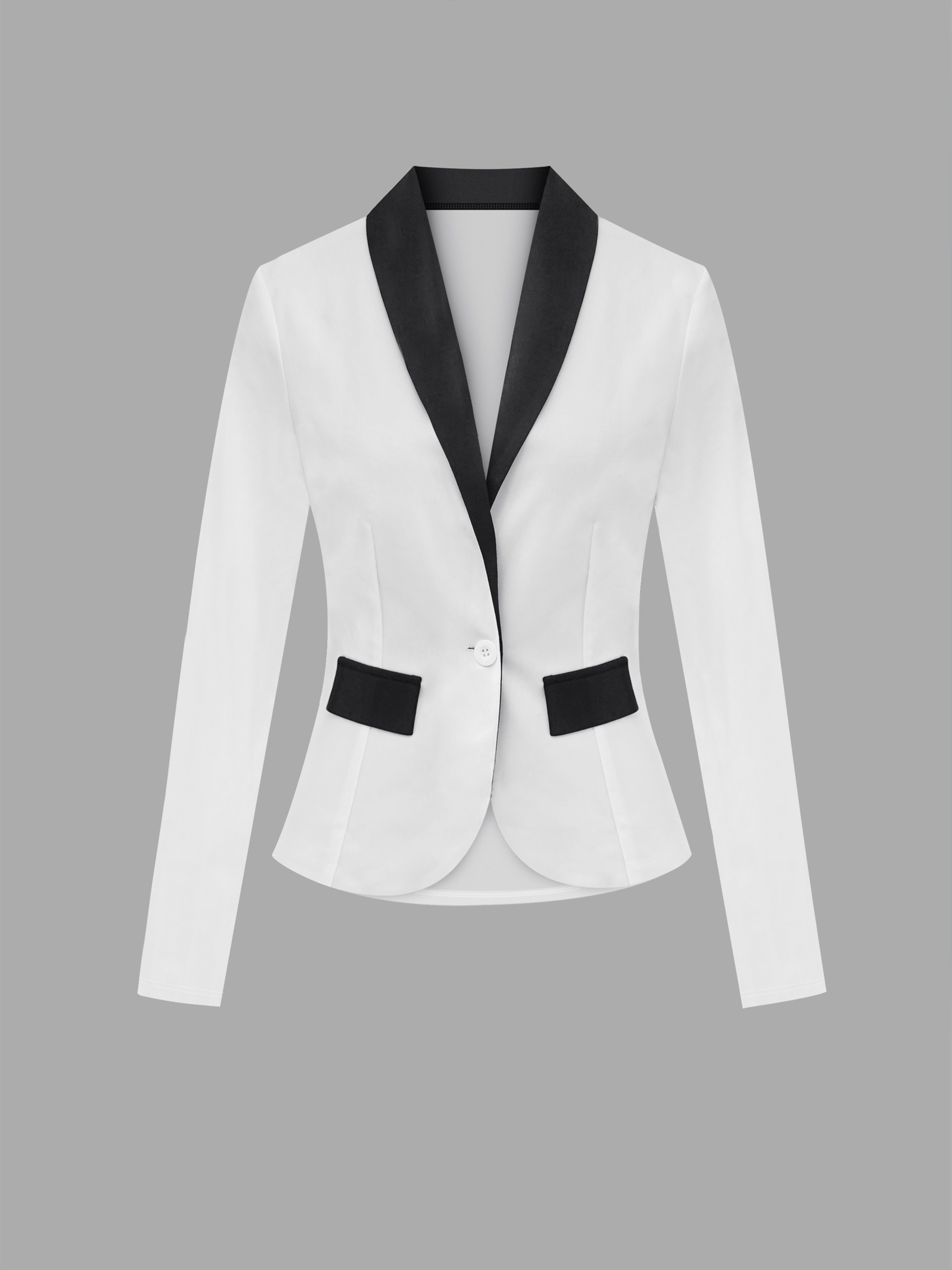 Women's casual suit set, contrasting suit collar single button suit jacket and solid color skirt, two-piece skirt set is elegant, fashionable and simple, suitable for going out, work or commuting, suitable for all seasons.