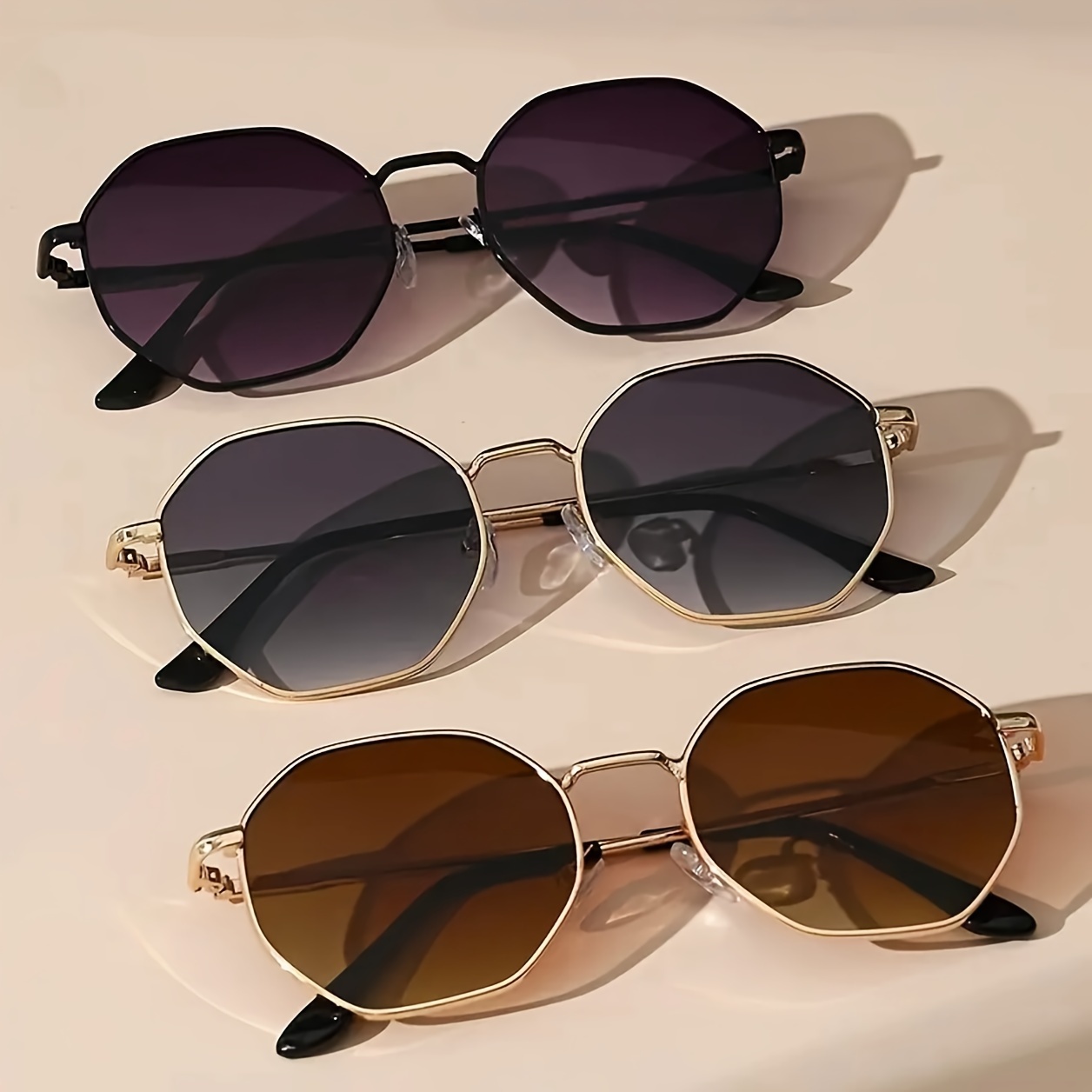 

3 Pairs Of Metal Frame Fashion Suitable For Outdoors, Travel, , Driving, Beach,, , Glare