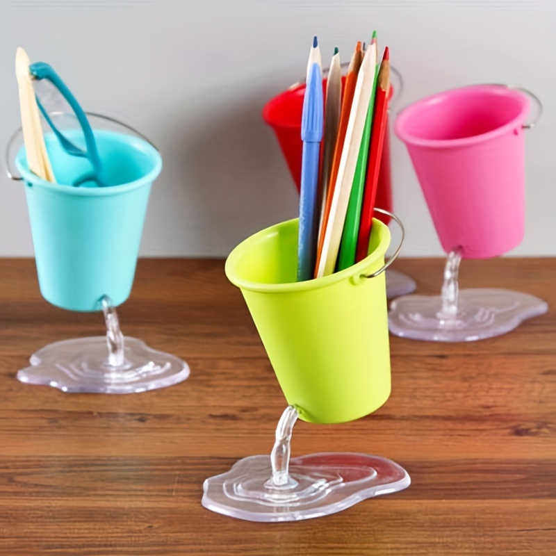 

4 Sizes Plastic Bucket Floating Pen Holder, Creative Office Desk Organizer, Stationery Storage, Desk Accessory, And Lightweight