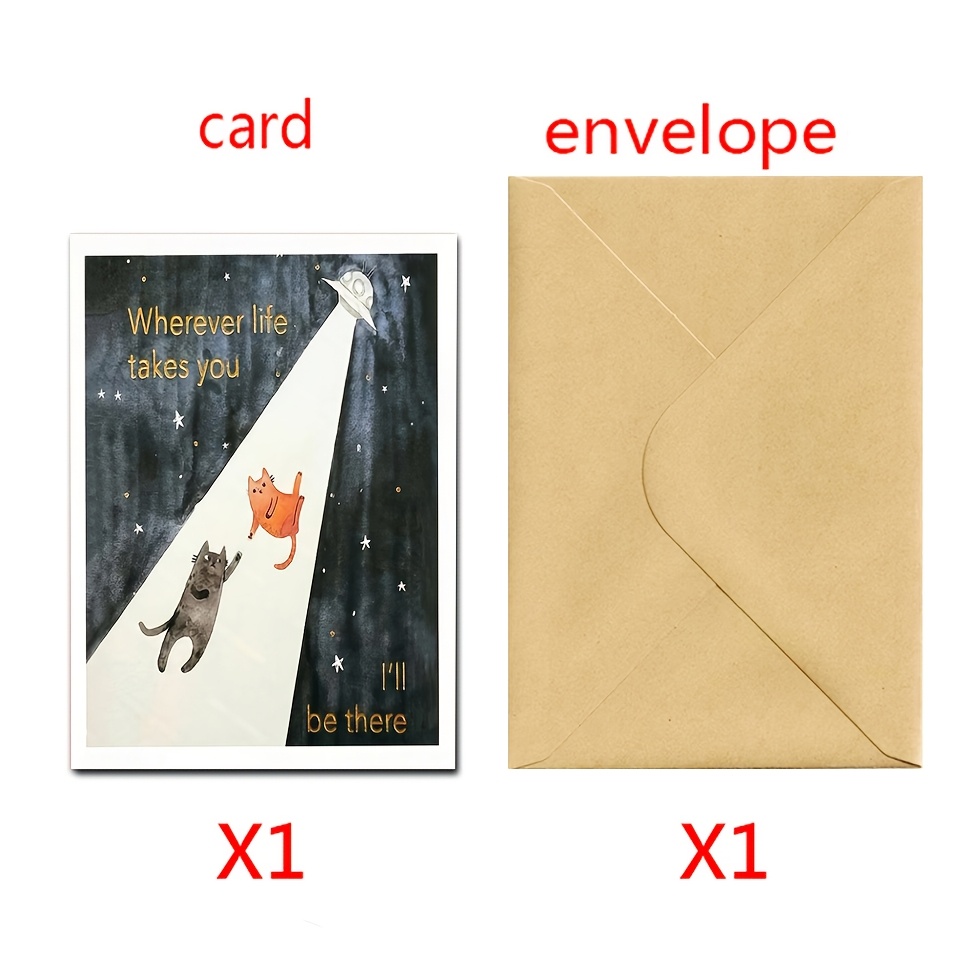 TEMU 1 Lustige UFO-Jubiläumsgrußkarte mit Katzenmotiv, eine niedliche Katzen-Hochzeitskarte, geeignet zum Verschenken an Ehefrau, Ehemann, Paar oder