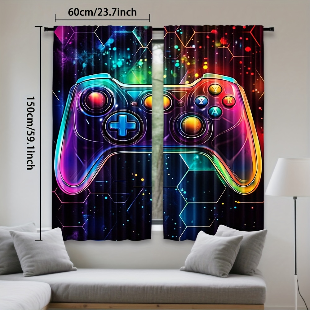 TEMU 2 pièces, Rideaux en Polyester à Imprimé avec Poche pour Tringle - Design Filtrant , Idéal pour Chambre, Salon ou Bureau, Décoration Festive et