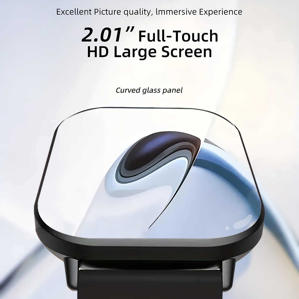 smart watch for men women 2 01 hd touchscreen wireless calls music pedometer counter compatible with android iphone black white options fitness watch modern wearable silicone strap watch smart watch for android phones details 1