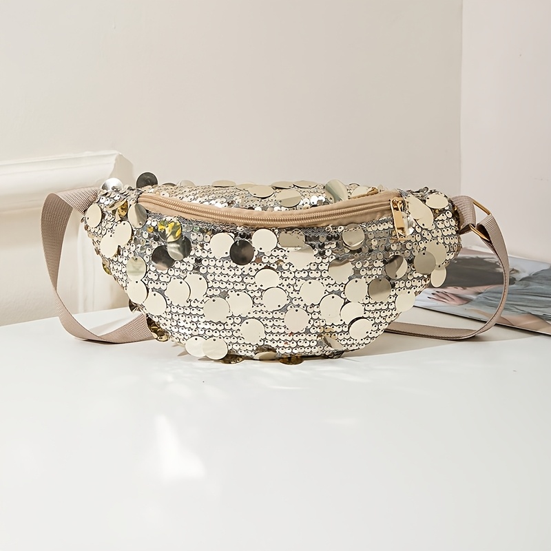 TEMU Riñonera para mujer, bolso de lentejuelas, neceser de moda para teléfono, bolsa de maquillaje casual para vacaciones