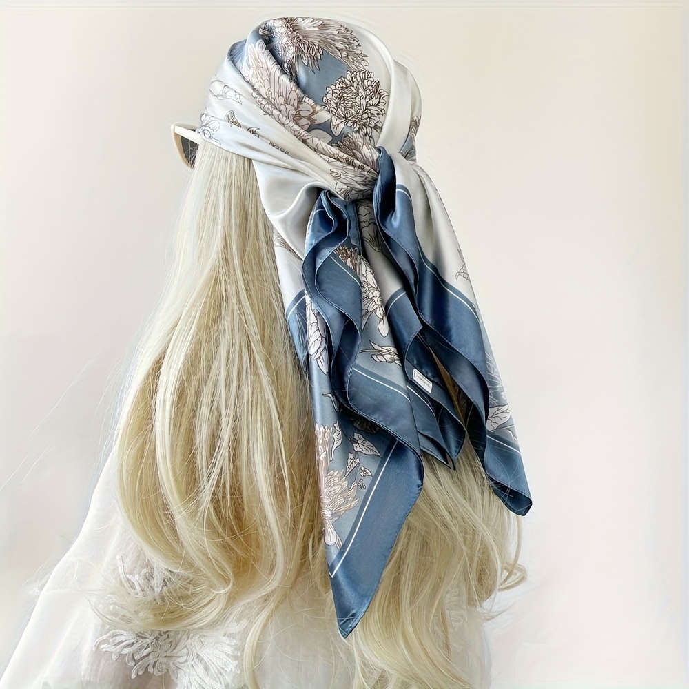 1pc womens 35 43 inch scarf headband floral print satin  display picture 1