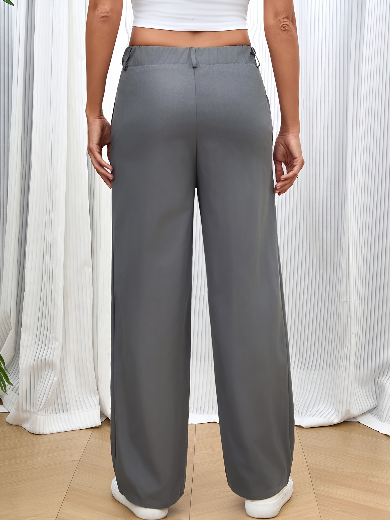 elegante Damenhose mit weitem Bein und schrägen Taschen -    , Polyester, maschinenwaschbar - perfekt für alle Jahreszeiten 3