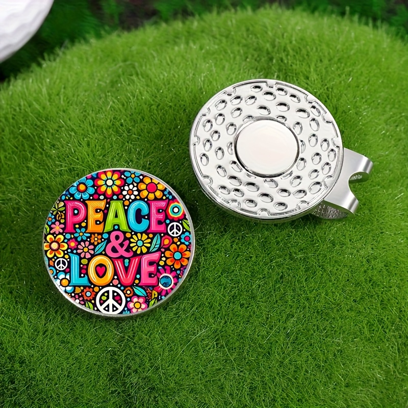 TEMU 1pc Of Trendy Hippie-style Magnetic Hat Clip Featuring Peace And , An Iron Golf Marker Accessory That Golfers Can Install And Remove