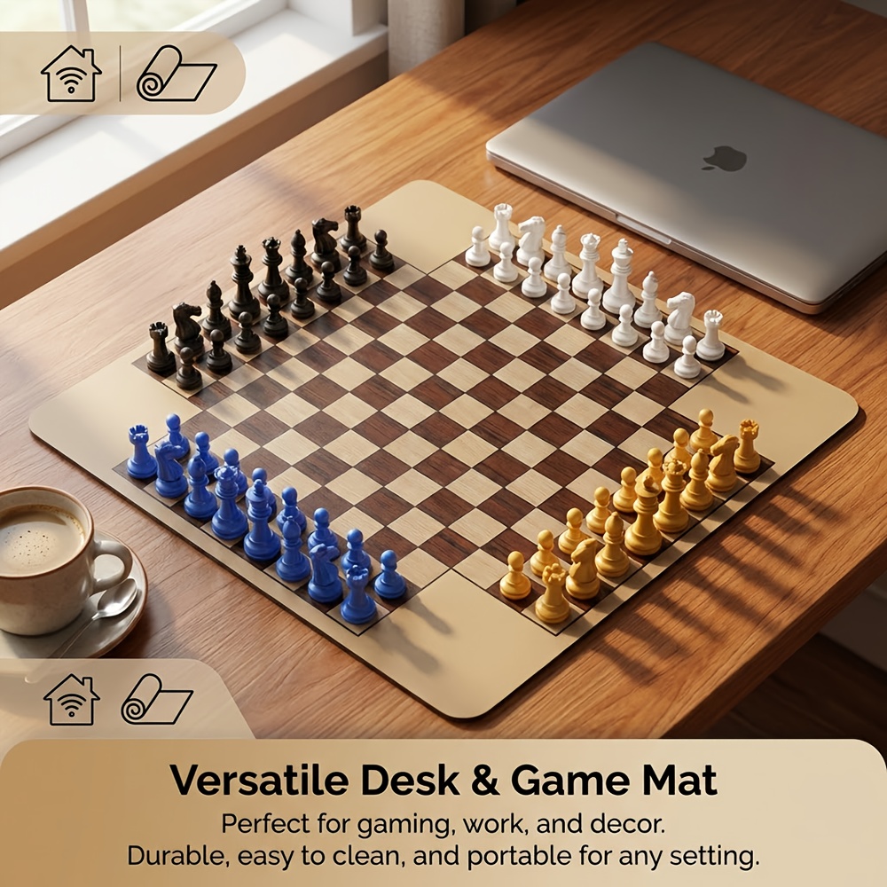 Juego de Ajedrez para 2-4 Jugadores, Juego de Mesa, Incluye 1 Alfombra de Ajedrez de 35...