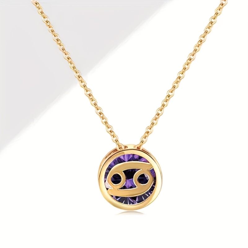TEMU 1pc Synthetic Synthetic Cubic Zirconiaia Hollow-out Zodiac Signs Necklace, Versatile Chinese Zodiac Hollow-out Synthetic Synthetic Cubic