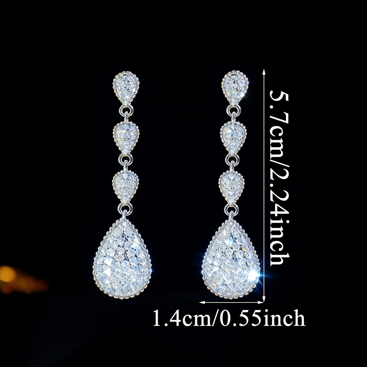 Women's Sparkling Waterdrop Pendant Zirconia Dangle Earrings