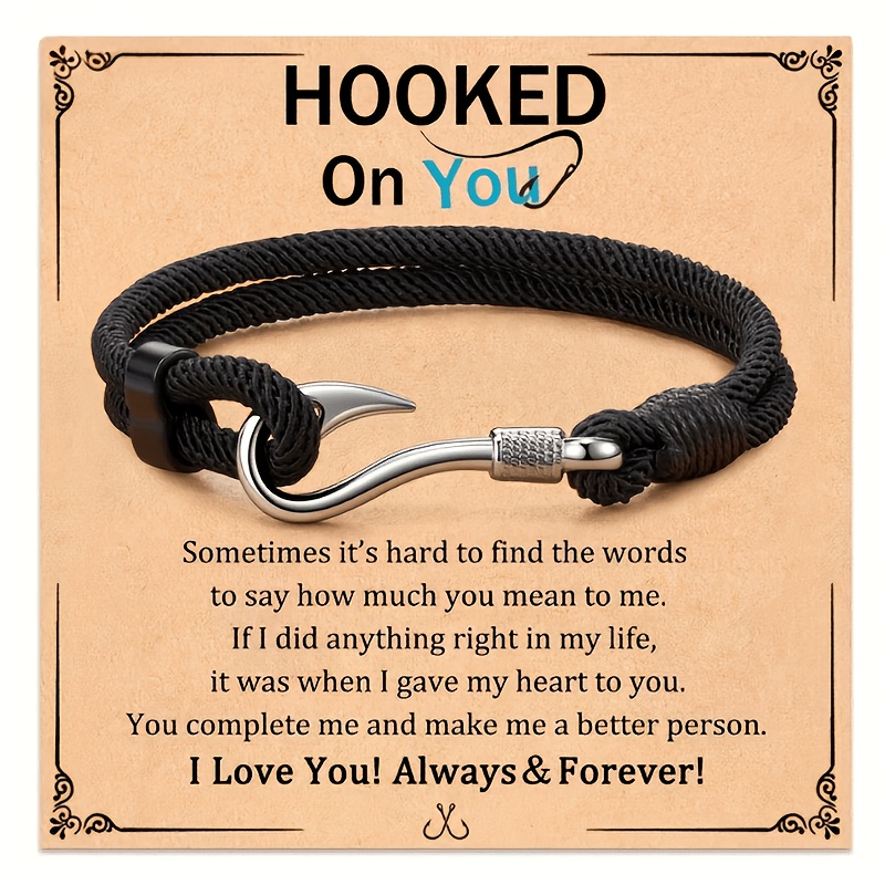 TEMU Spring And Summer Good Luck Exquisite Black Bracelet, Seaside Vacation, Casual Hook Bracelet For Boyfriend, Family, Husband, Couple.