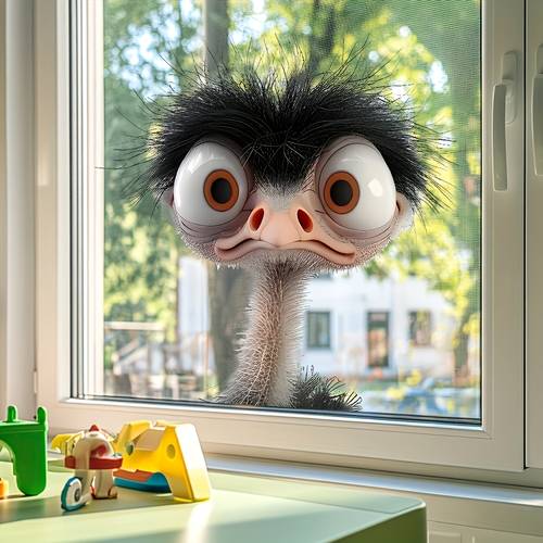1pc of humorous ostrich window sticker removable self decoration suitable for windows glass doors and home decor wall stickers adds charm to