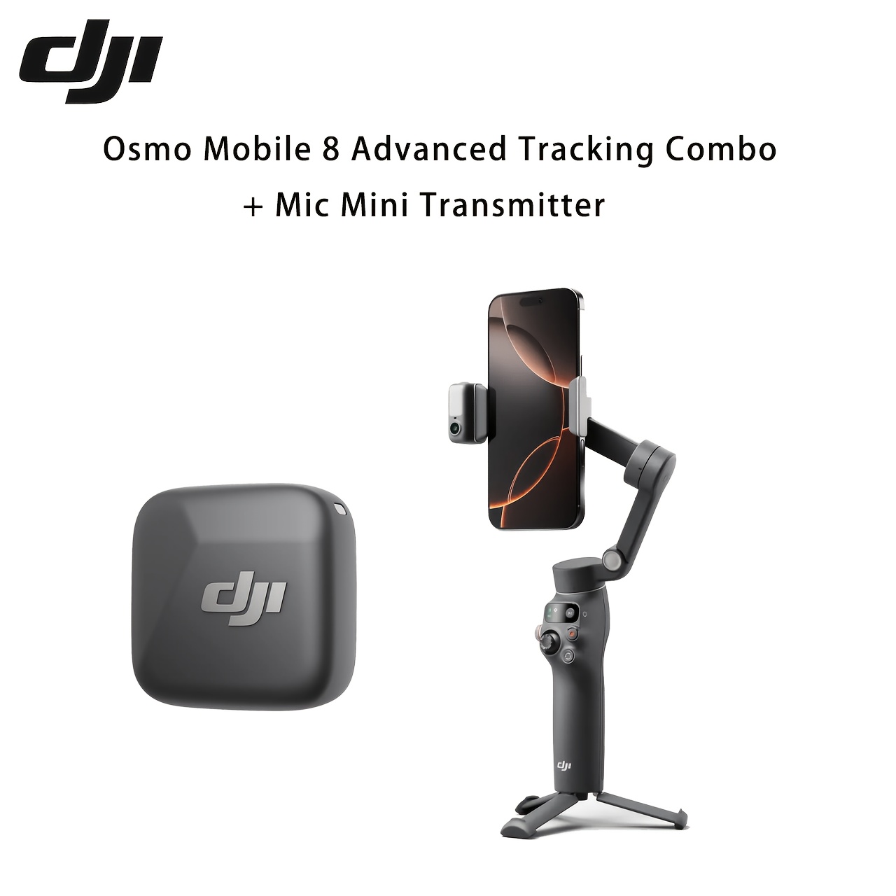 Mobile 8 Advanced Tracking Combo + Mic Mini Combo Gimbal Stabilizer 7.0 360° Rotation 10h Battery 48h Mic Audio Vlog Kit