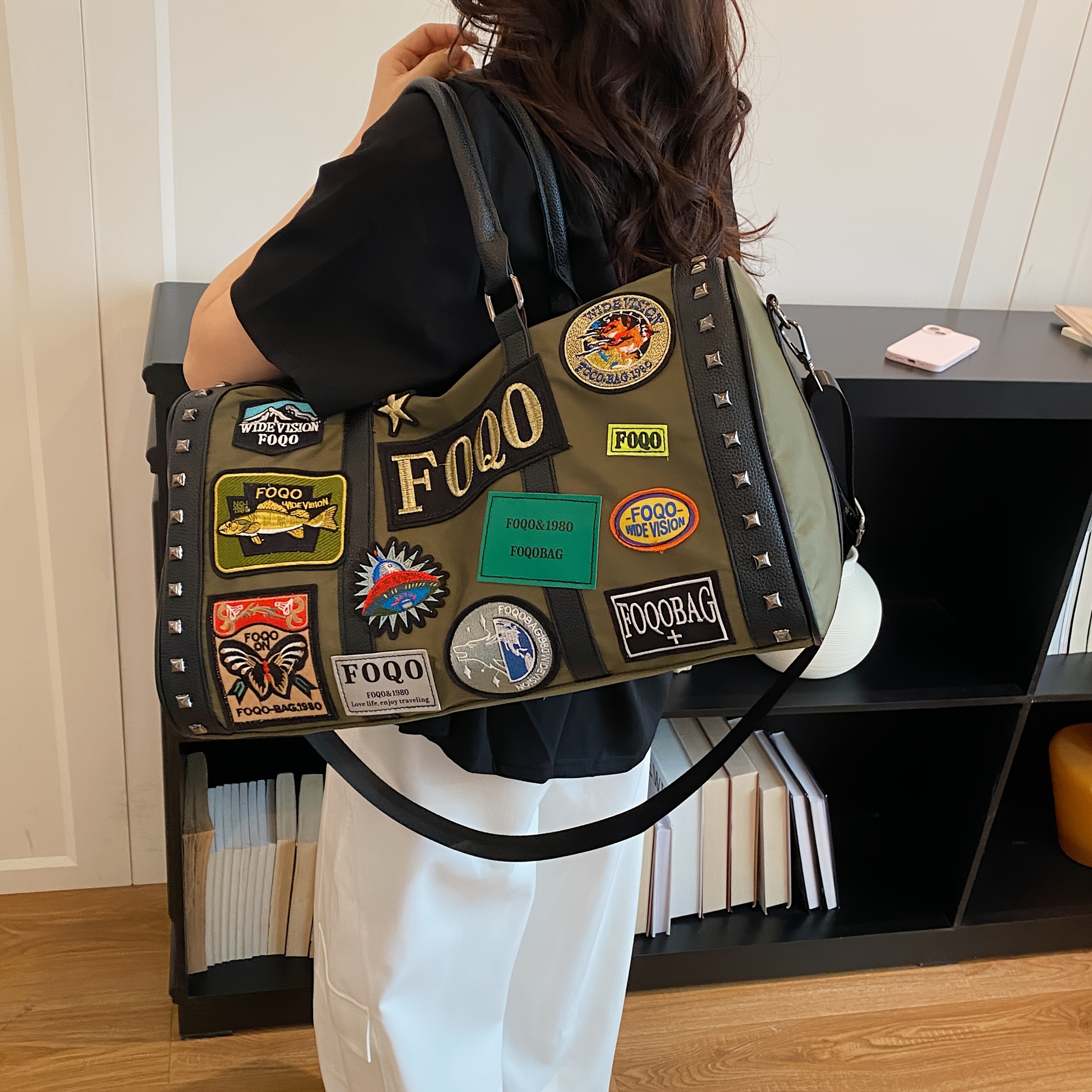 travel bag y2k punk dark style nylon lightweight large - Temu Kuwait