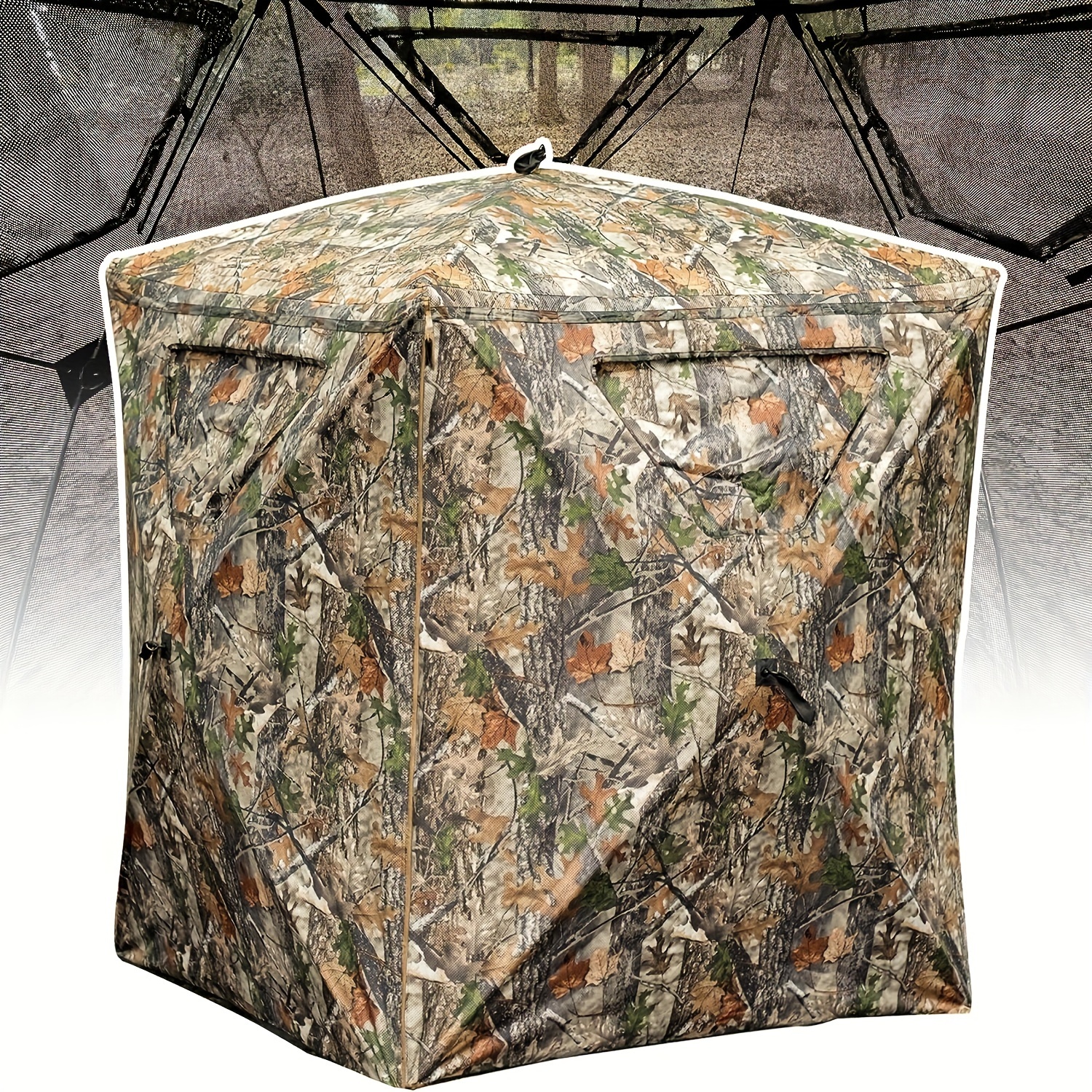 

1pc Hunting Blind, 2 Person Pop Up Blinds See Through, Portable Hunting Ground Blinds For Deer & Turkey Hunting