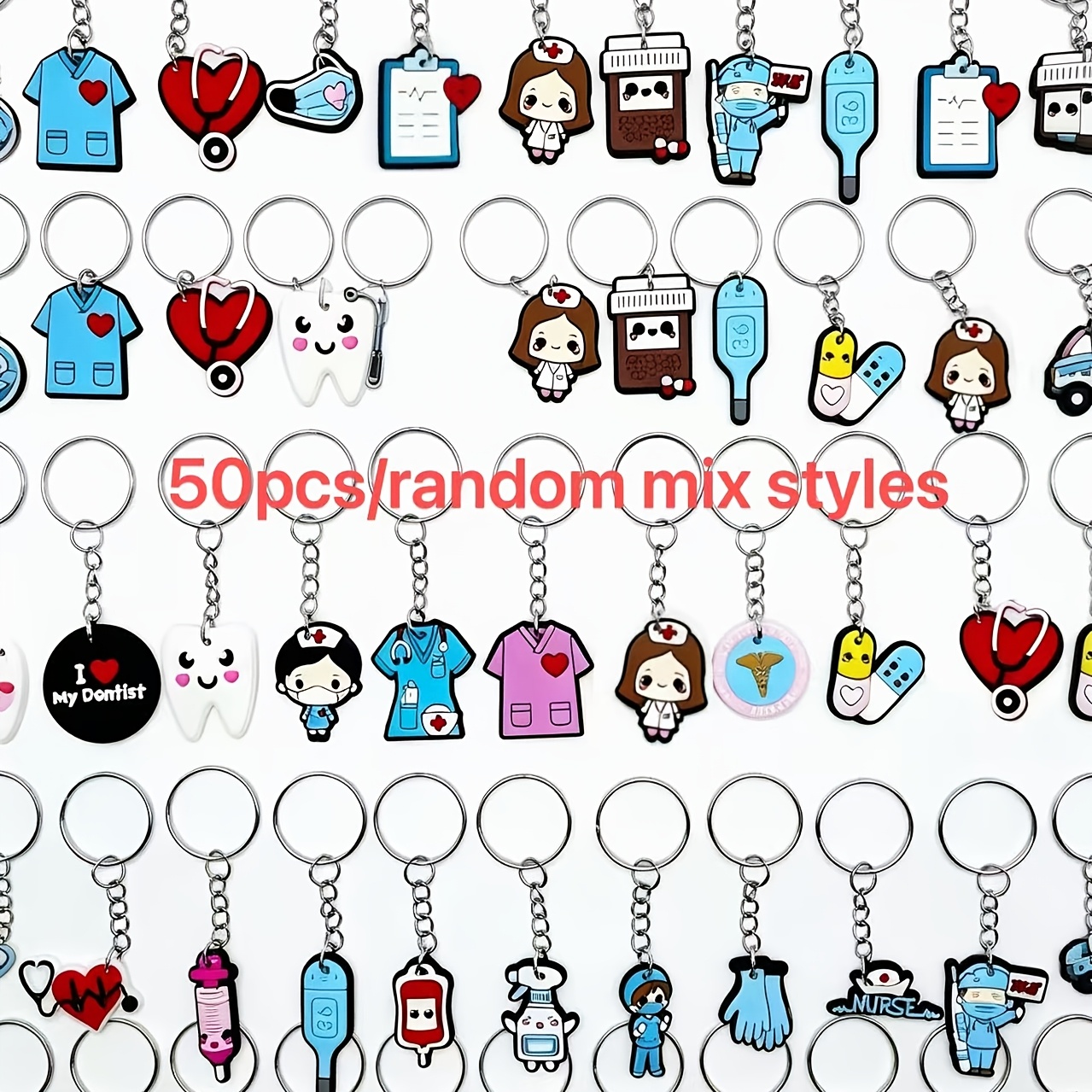 Image of 50pcs Cross-border Random Mixed Batch Series Keychain Ladies Bag Pendant Additions