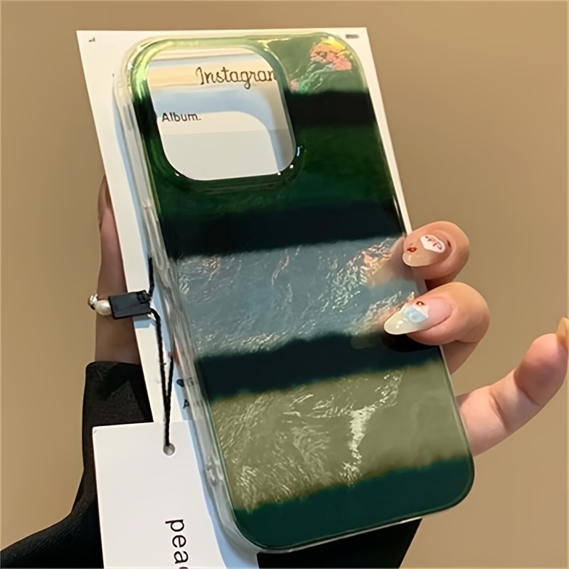 TEMU Phone Case: Pattern Ind Retro Splicing Green Stripe Phone Case For Iphone 11 12 13 Pro Max