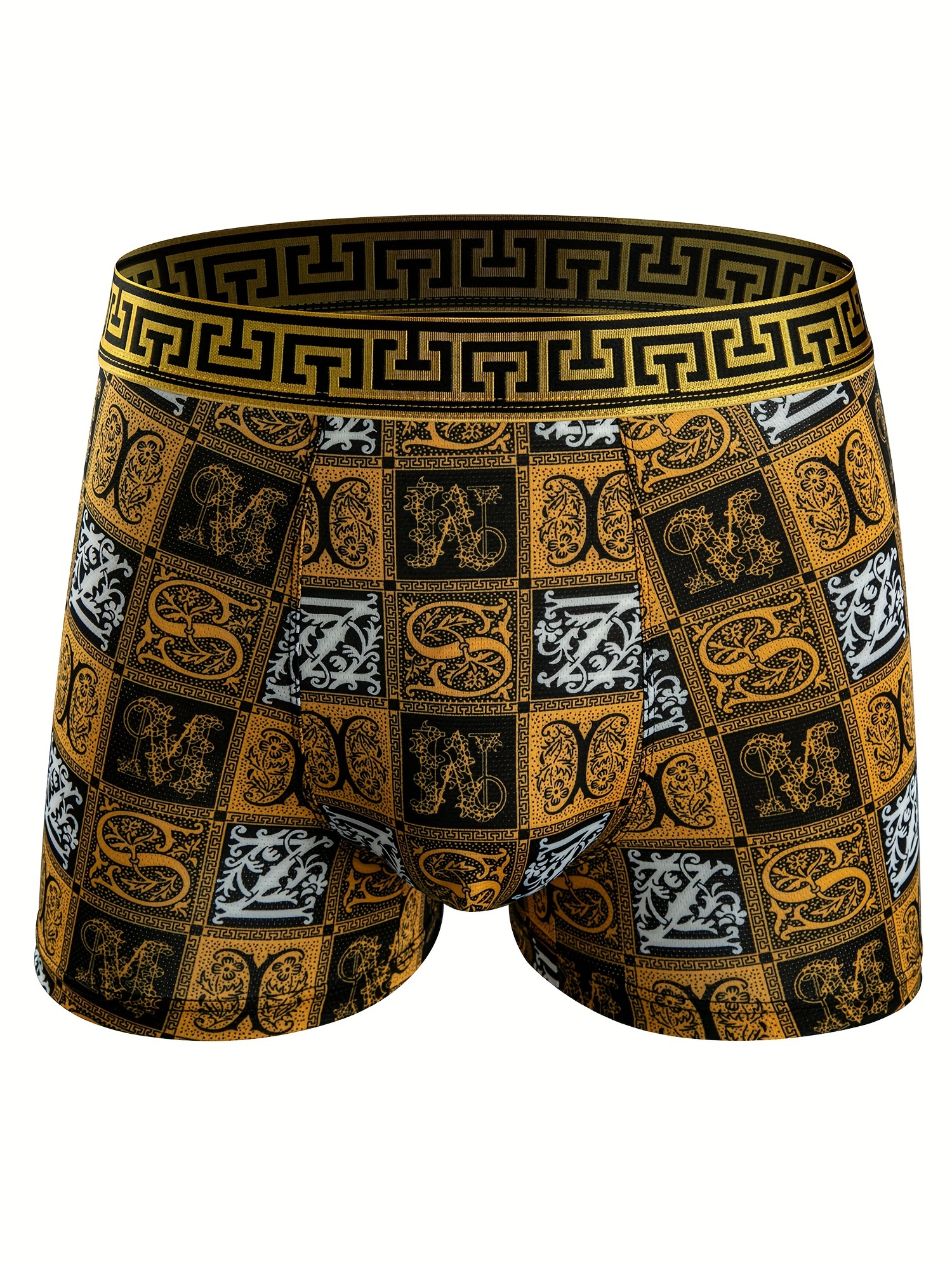 4pcs mens black gold antibacterial underwear casual boxer briefs shorts breathable comfy stretchy boxer sports shorts details 2