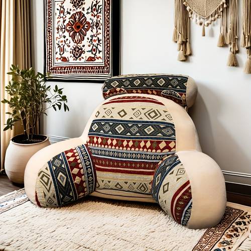 1pc bohemian ethnic style bedside soft cushion sofa pillow seat lumbar support pillow large backrest reading pillow for bed multiple sizes washable suitable for bedroom office living room car etc