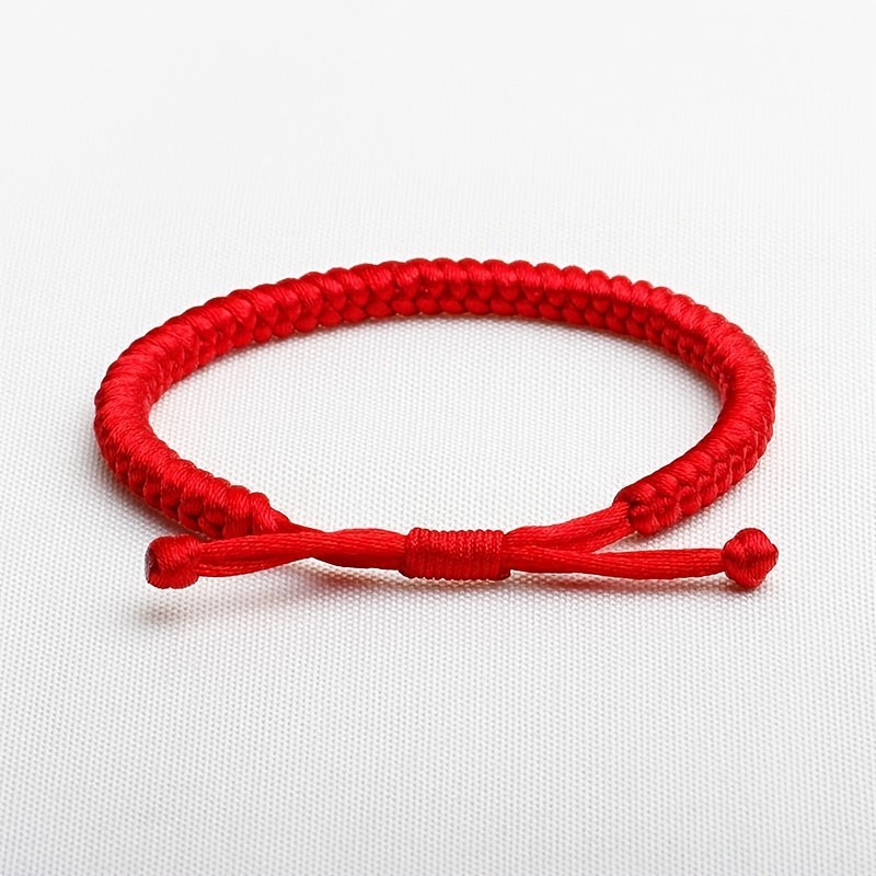 2pcs Red Rope Lucky Knot Bracelets, Handwoven Adjustable