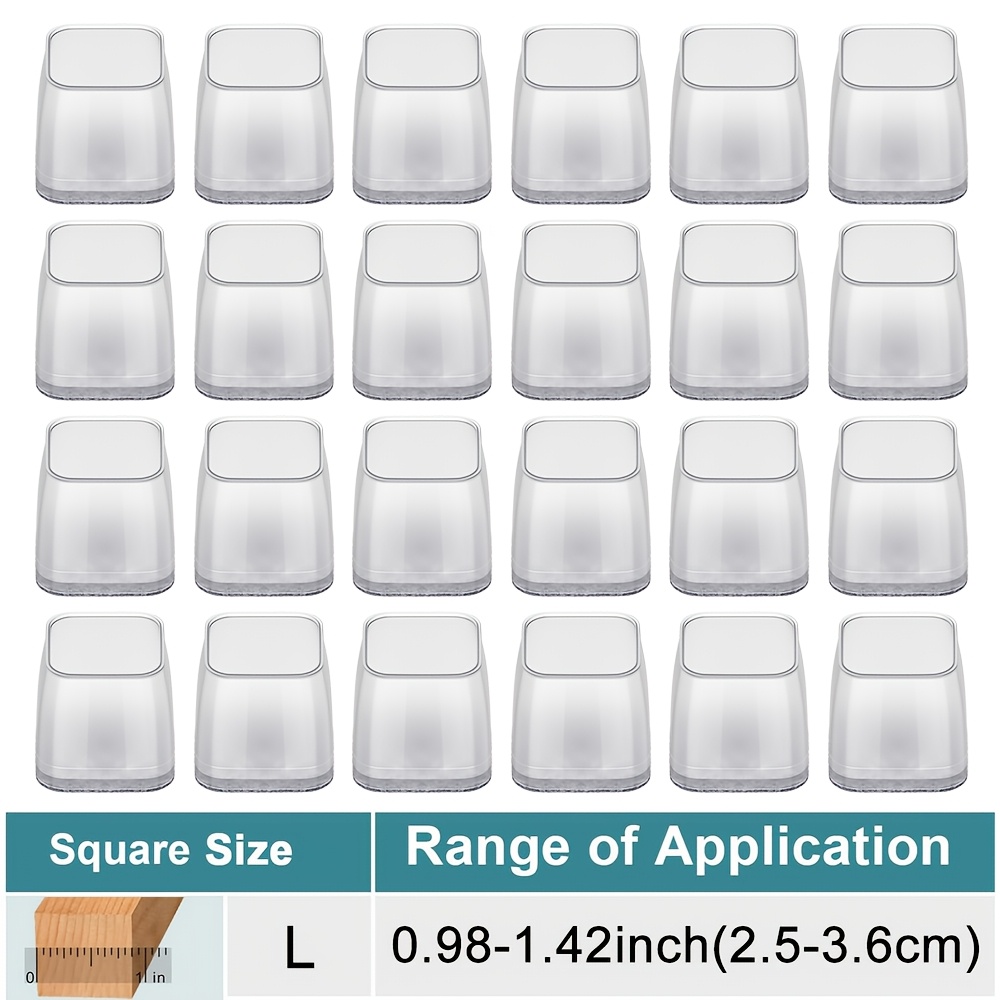 TEMU 24 piezas de protectores de patas de muebles de silicona cuadrados grandes de resistencia, adecuados para mesas, sillas, sofás - Almohadillas de