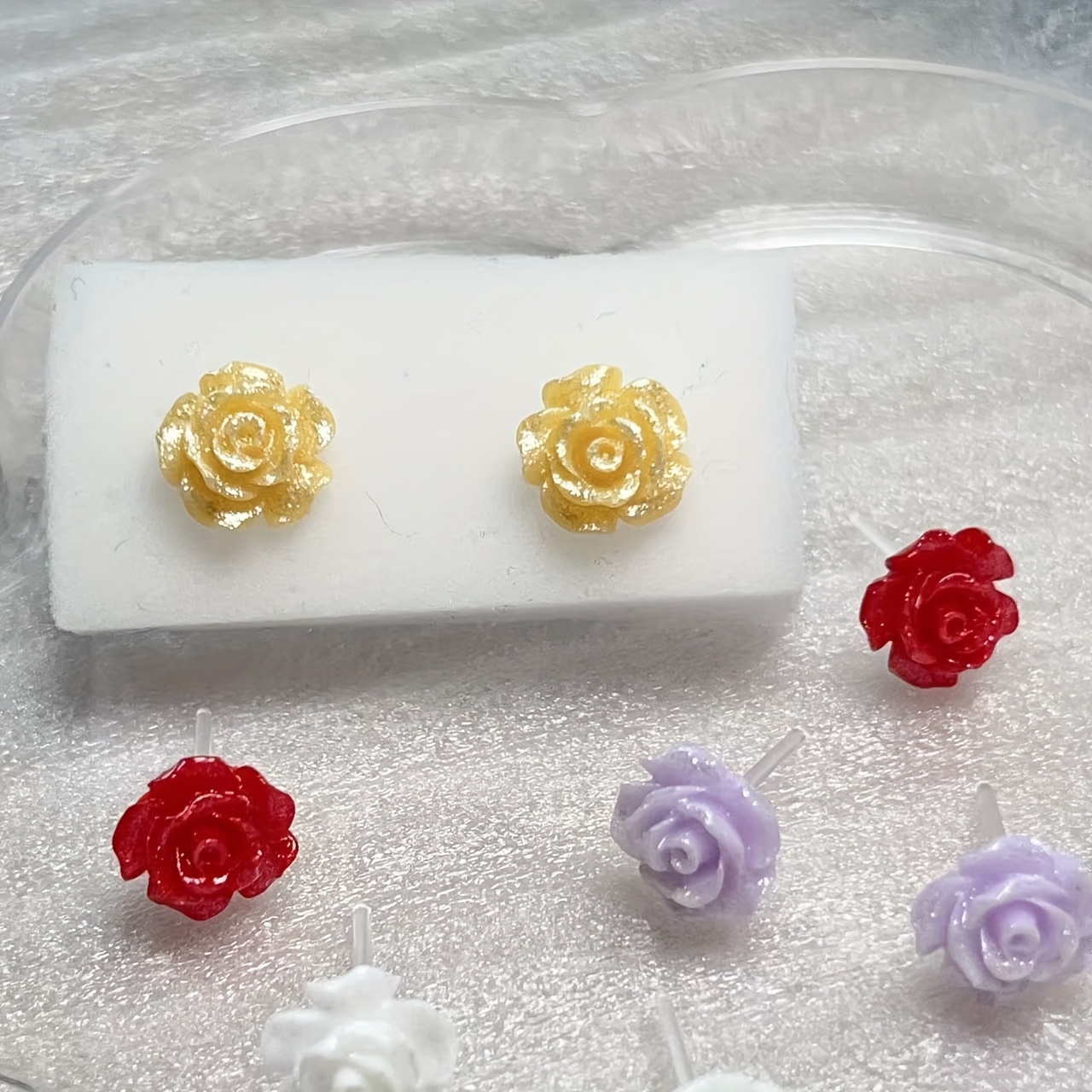 Fairy Fine Glitter Rose Earrings & Daily Earrings Set